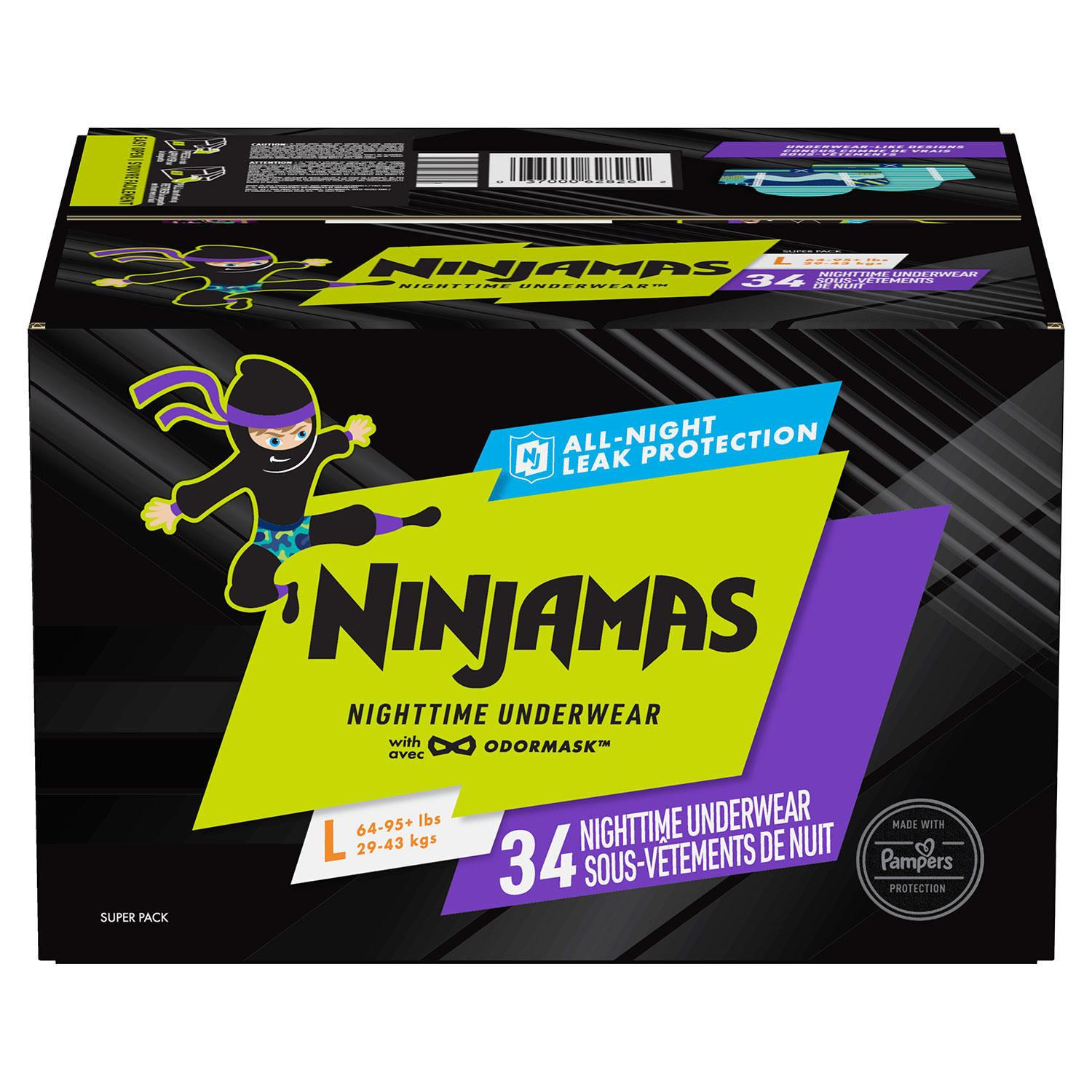 Ninjamas Nighttime Bedwetting Underwear for Boys (Choose Your Size)