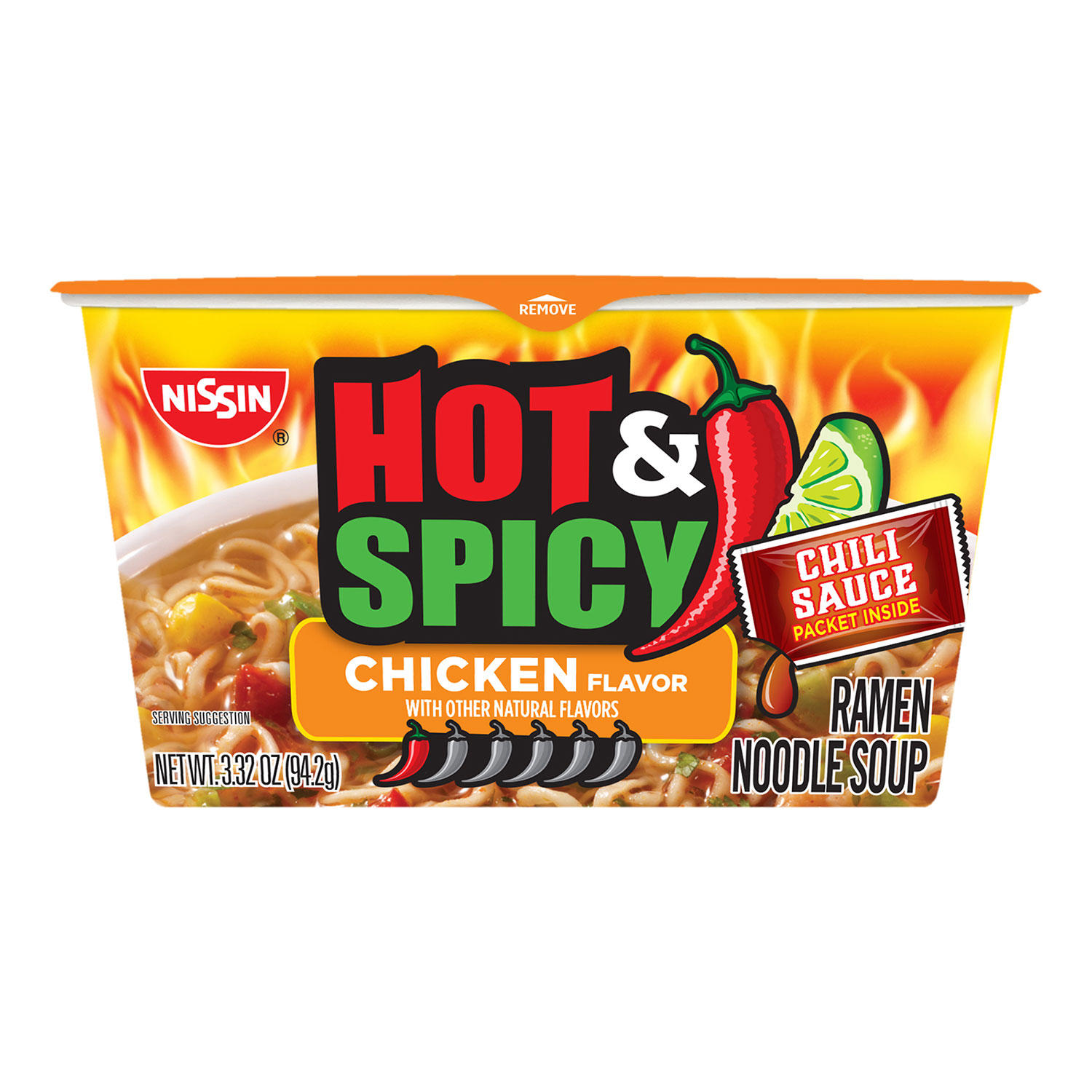 Nissin Hot & Spicy Noodle Bowl, Chicken Flavor (6 pk.)