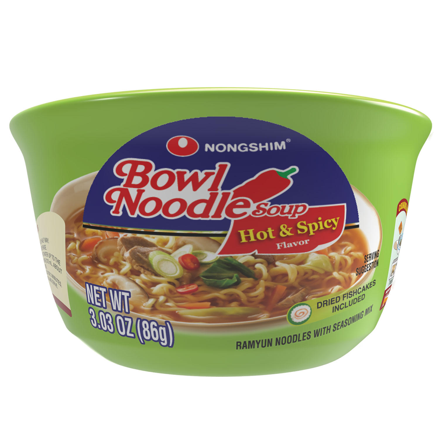 Nongshim Bowl Noodle Hot and Spicy Beef Ramyun Bowl (3.03 oz., 18 ct.)