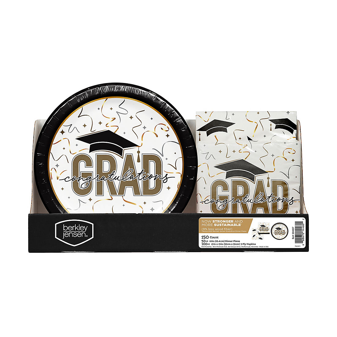 Berkley Jensen Grad Party Pack with 10" Paper Plates and Napkins, 150 pk.