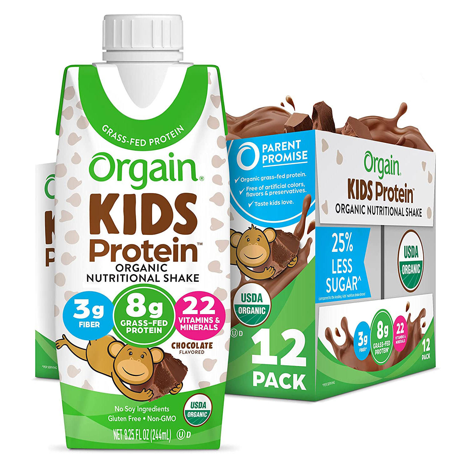 Orgain Kids Protein Organic Nutritional Shake, 8.25 fl. oz., 12 pk. - Chocolate