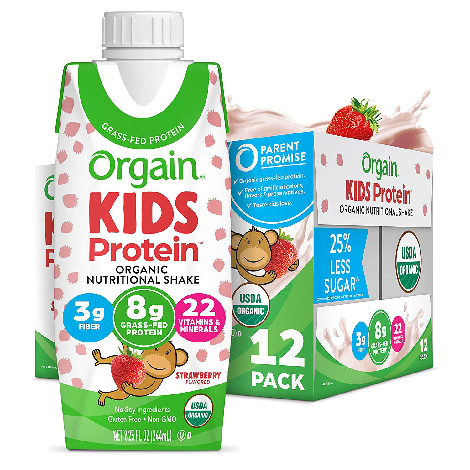 Orgain Kids Protein Organic Nutritional Shake, Strawberry (8.25 fl. oz., 12 pk.)