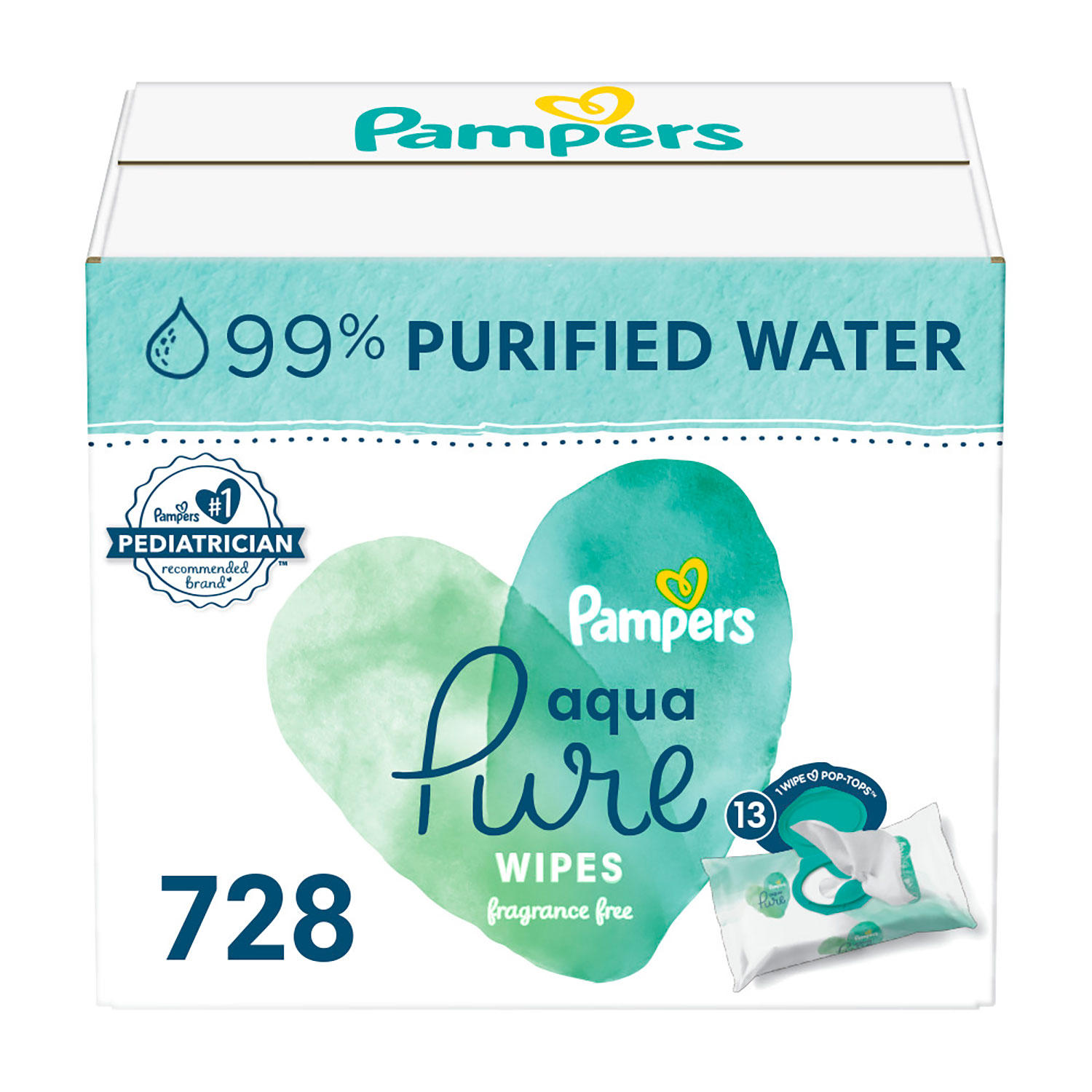 Pampers Aqua Pure Sensitive Baby Wipes, 13 Packs (728 ct.)
