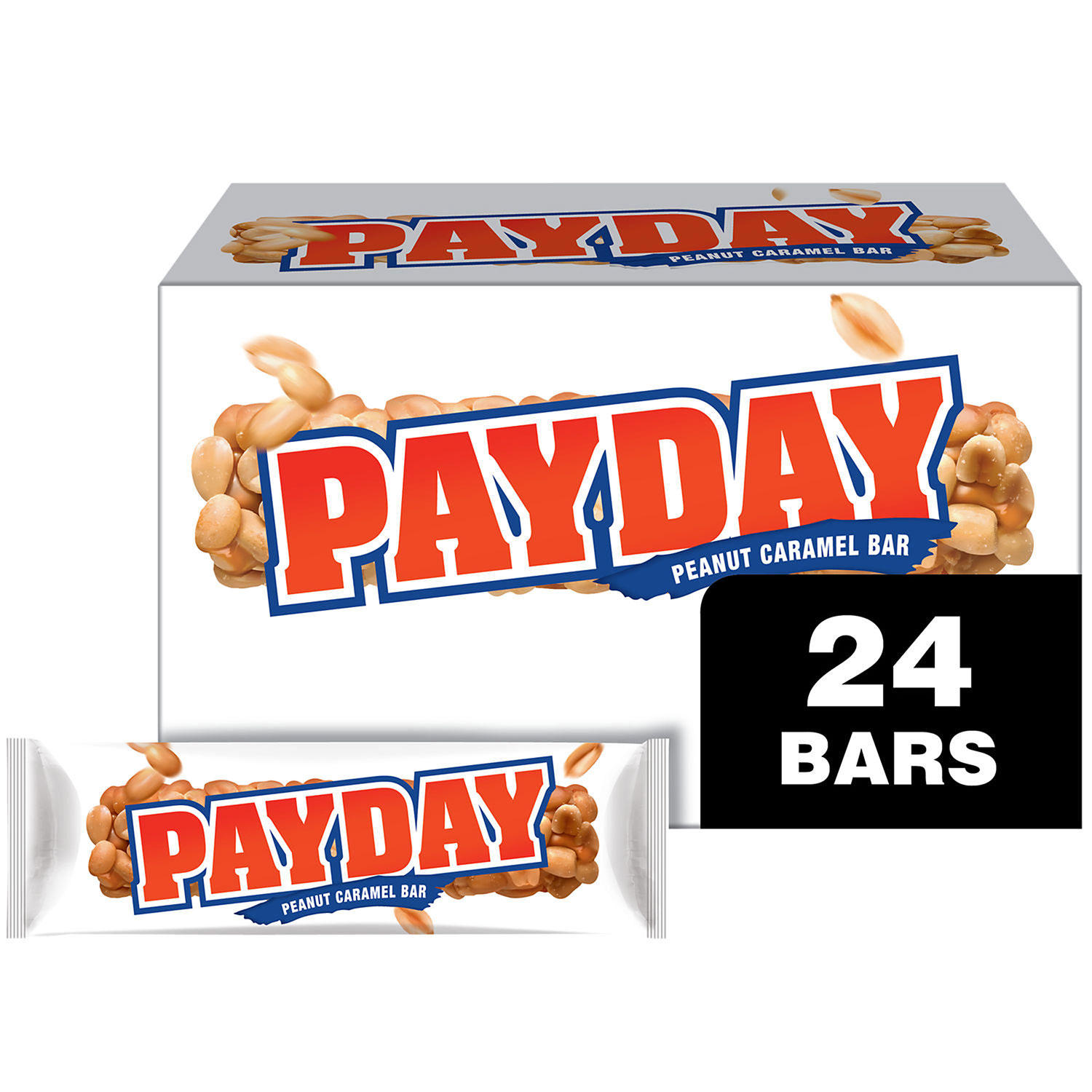 PAYDAY Peanut Caramel Movie Snack, Bulk, Individually Wrapped Candy Bars (1.85 oz., 24 ct.)