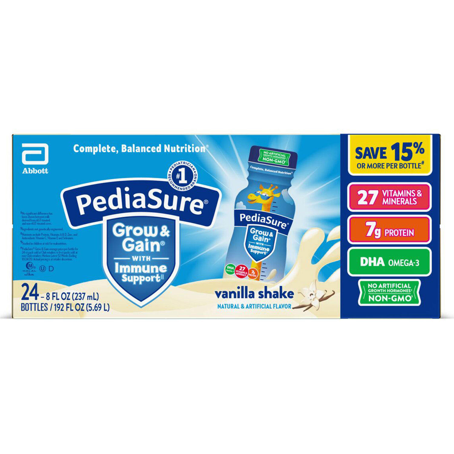 PediaSure Grow and Gain Nutrition Shake for Kids, Vanilla (8 fl. oz., 24 pk.)