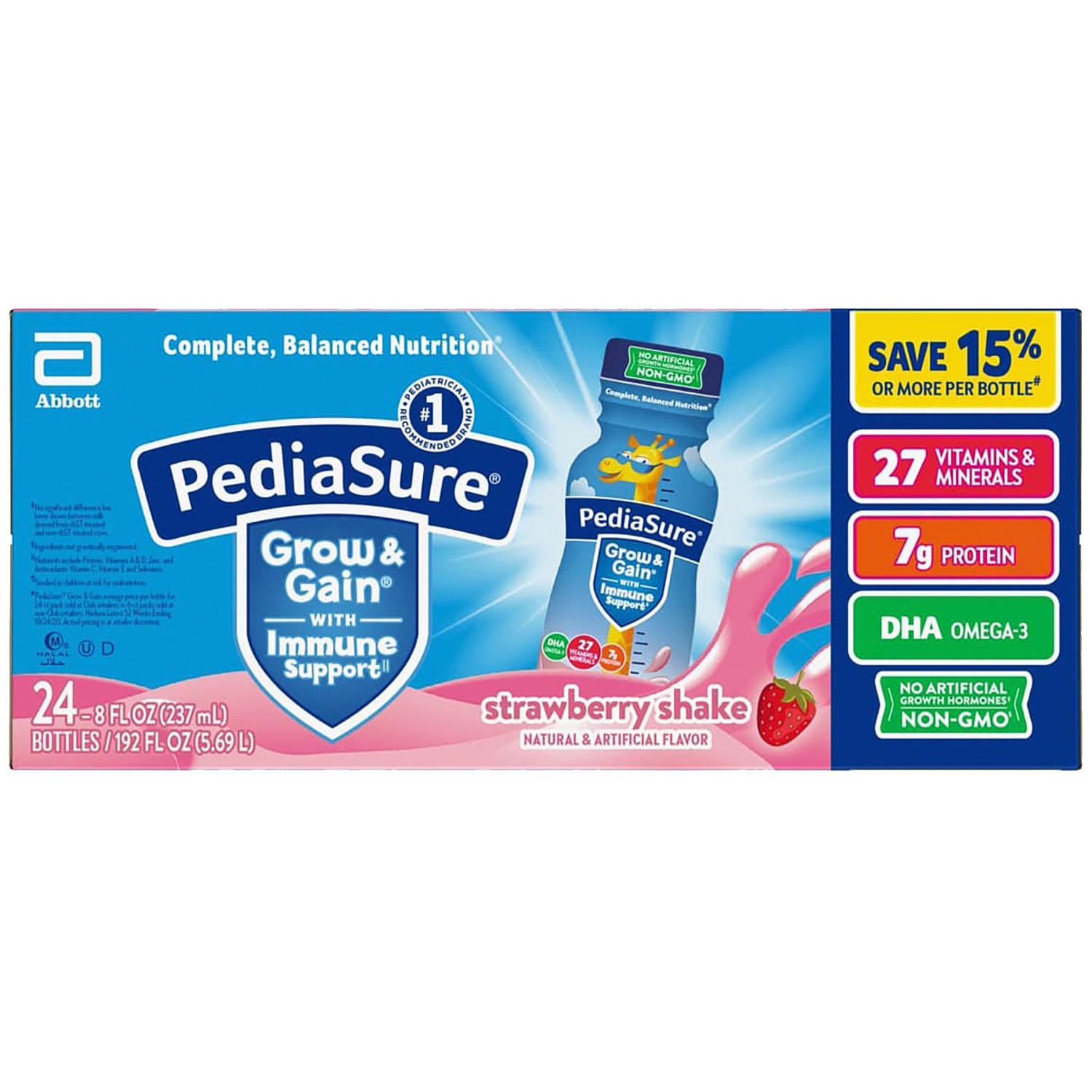 PediaSure Strawberry Shake - 8 oz. bottles - 24 pk.