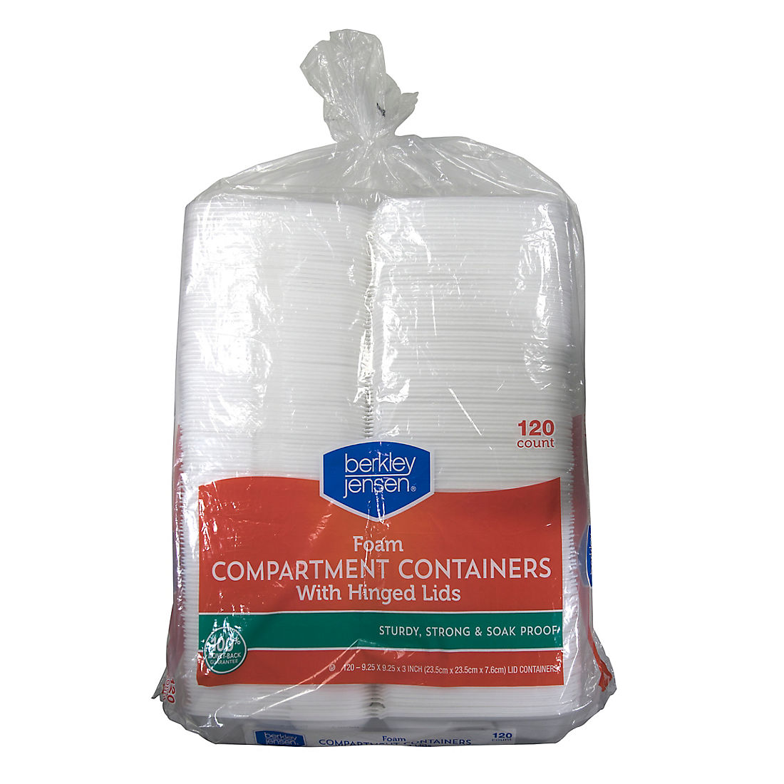 Berkley Jensen Hinged Foam Compartment Containers, 120 ct.