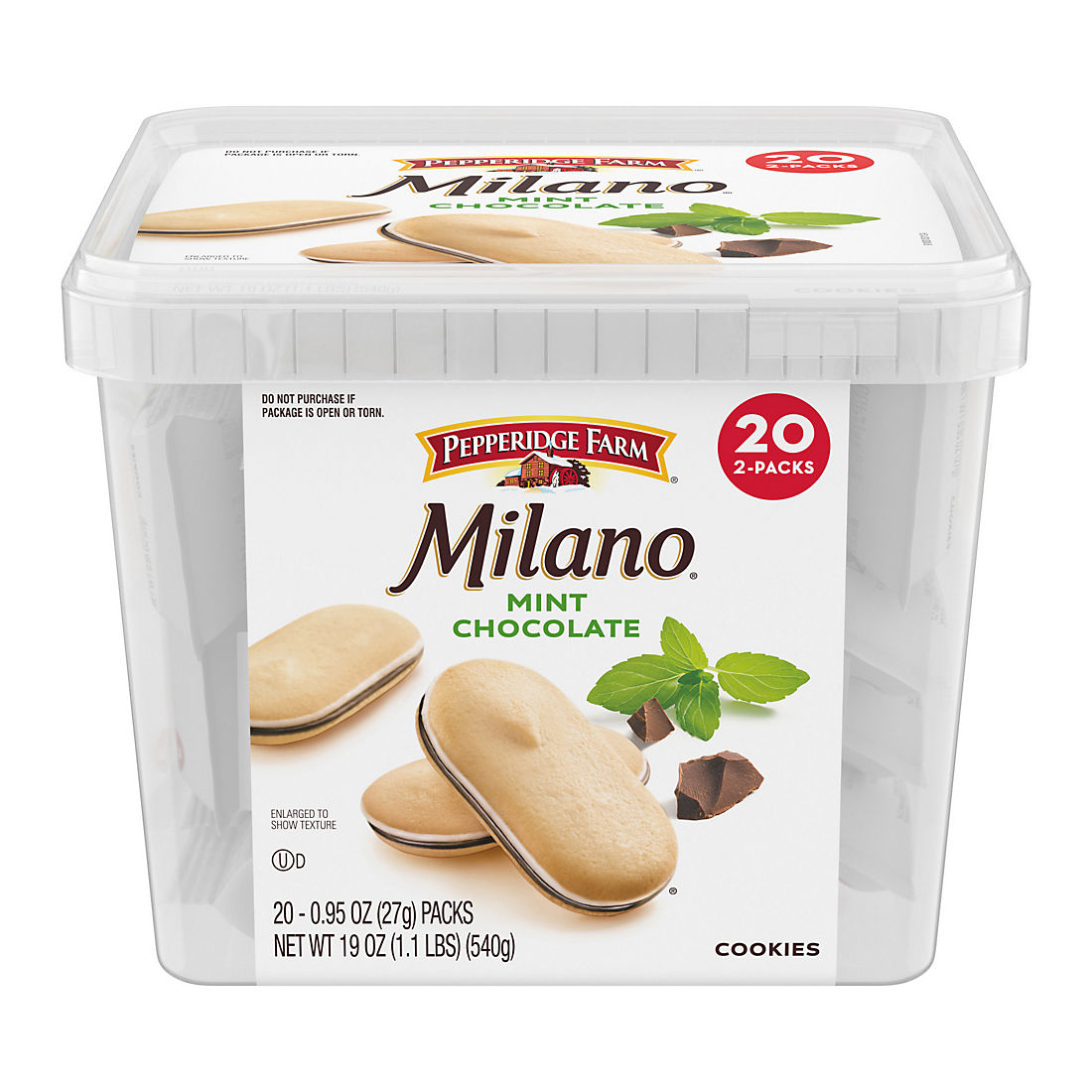 Pepperidge Farm Mint Chocolate Milano Cookies Multipack Tub, 20 pk.