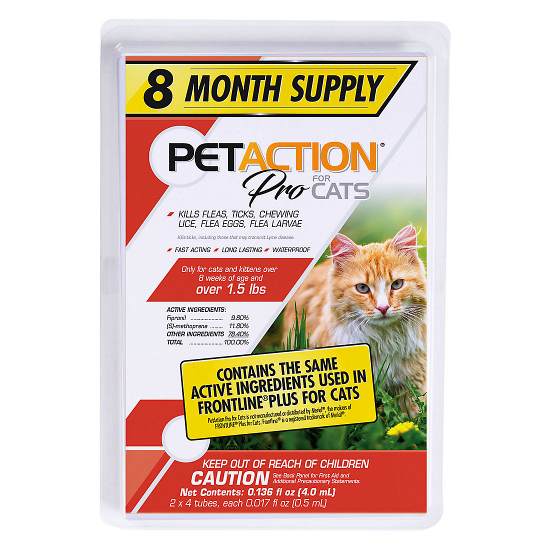 Pet Action Flea & Tick Cat Treatment, 8 treatments