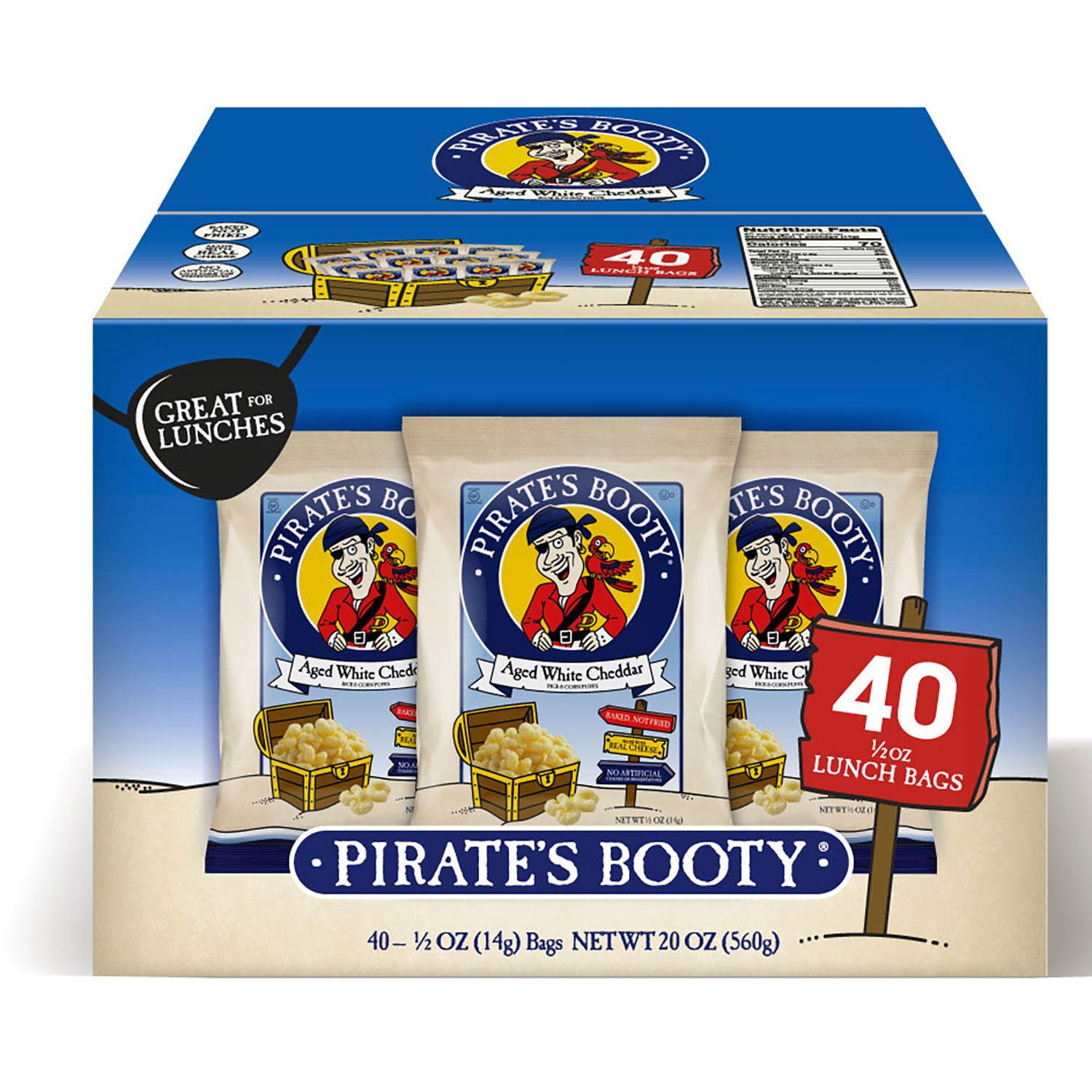 Pirate's Booty Aged White Cheddar Puffs (0.5 oz., 40 pk.)