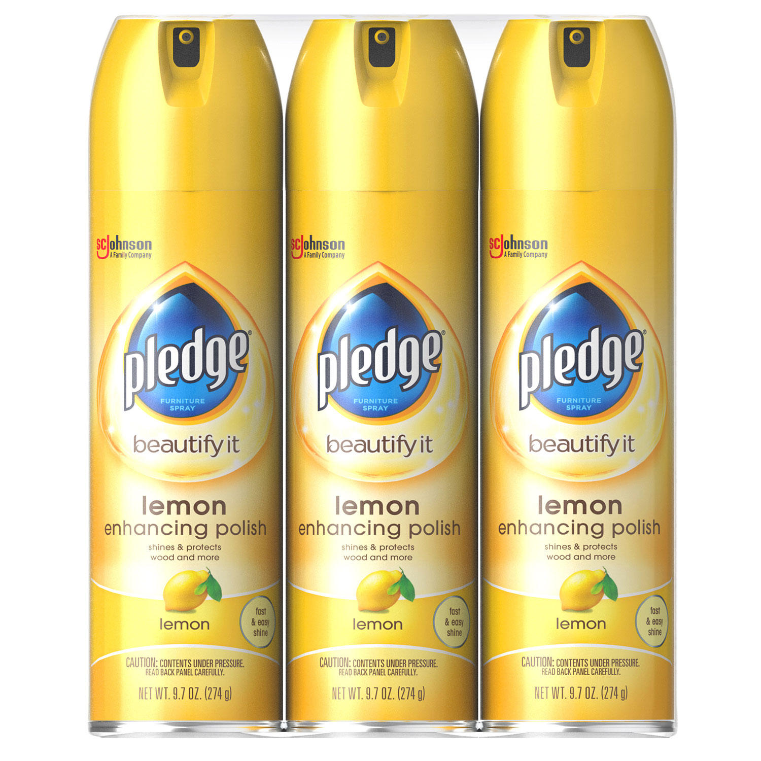 Pledge Furniture Enhancing Polish Spray, Lemon (9.7 oz., 3 pk.)
