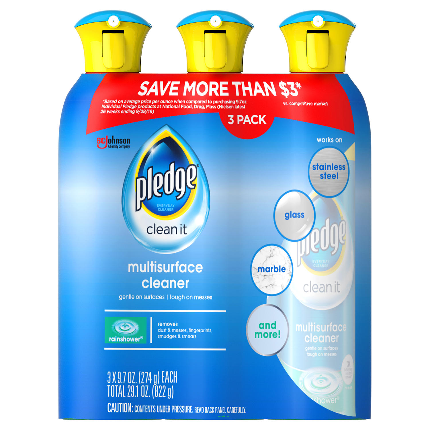 Pledge Multisurface Cleaner, Rainshower (9.7 oz., 3 pk.)