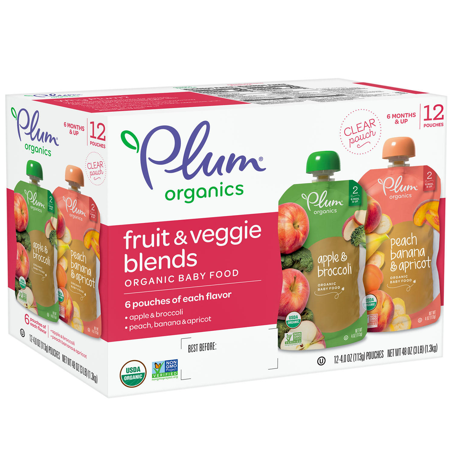 Plum Organics Stage 2 Organic Baby Food, Fruit & Veggie Variety Pack (4 oz., 12 pk.)