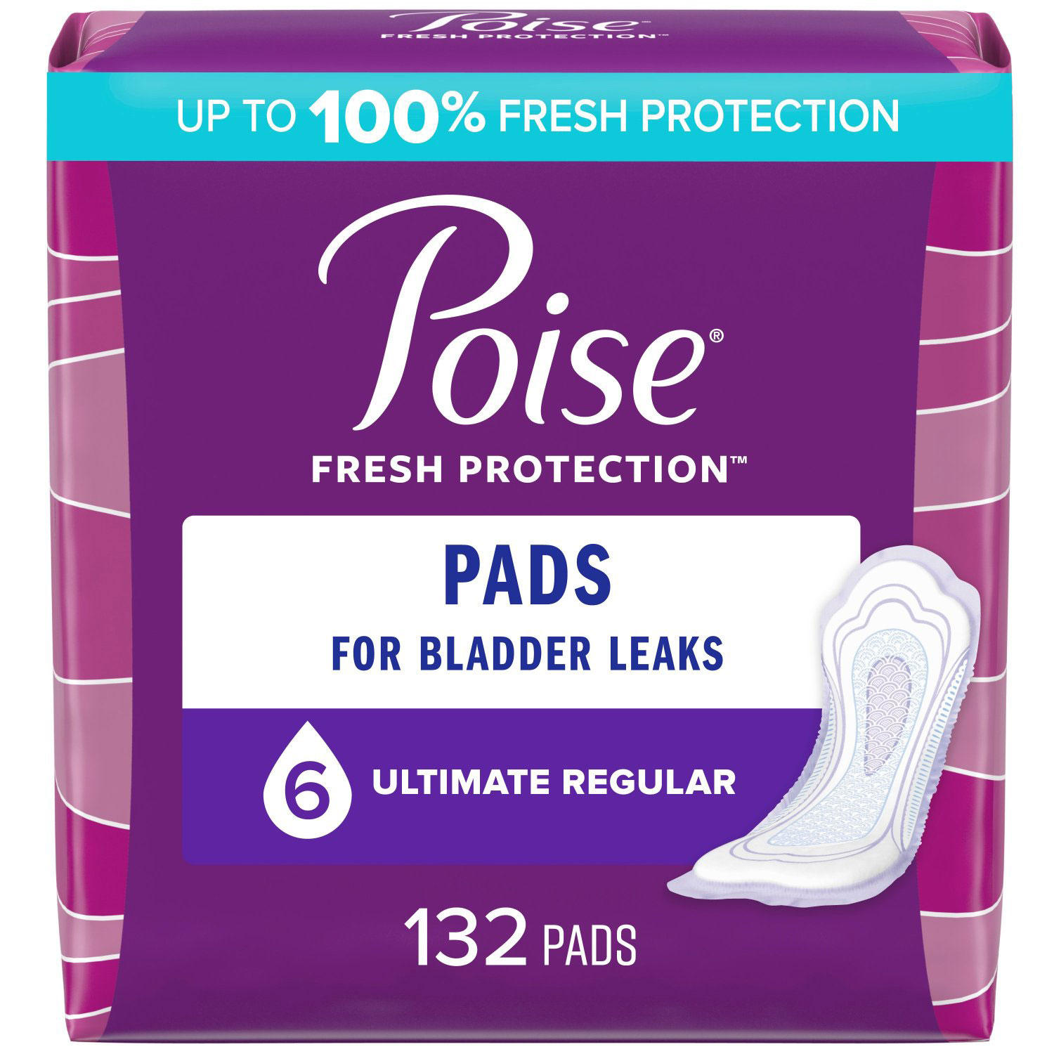 Poise Incontinence & Postpartum Pads, Ultimate Absorbency, Regular (132 ct.)