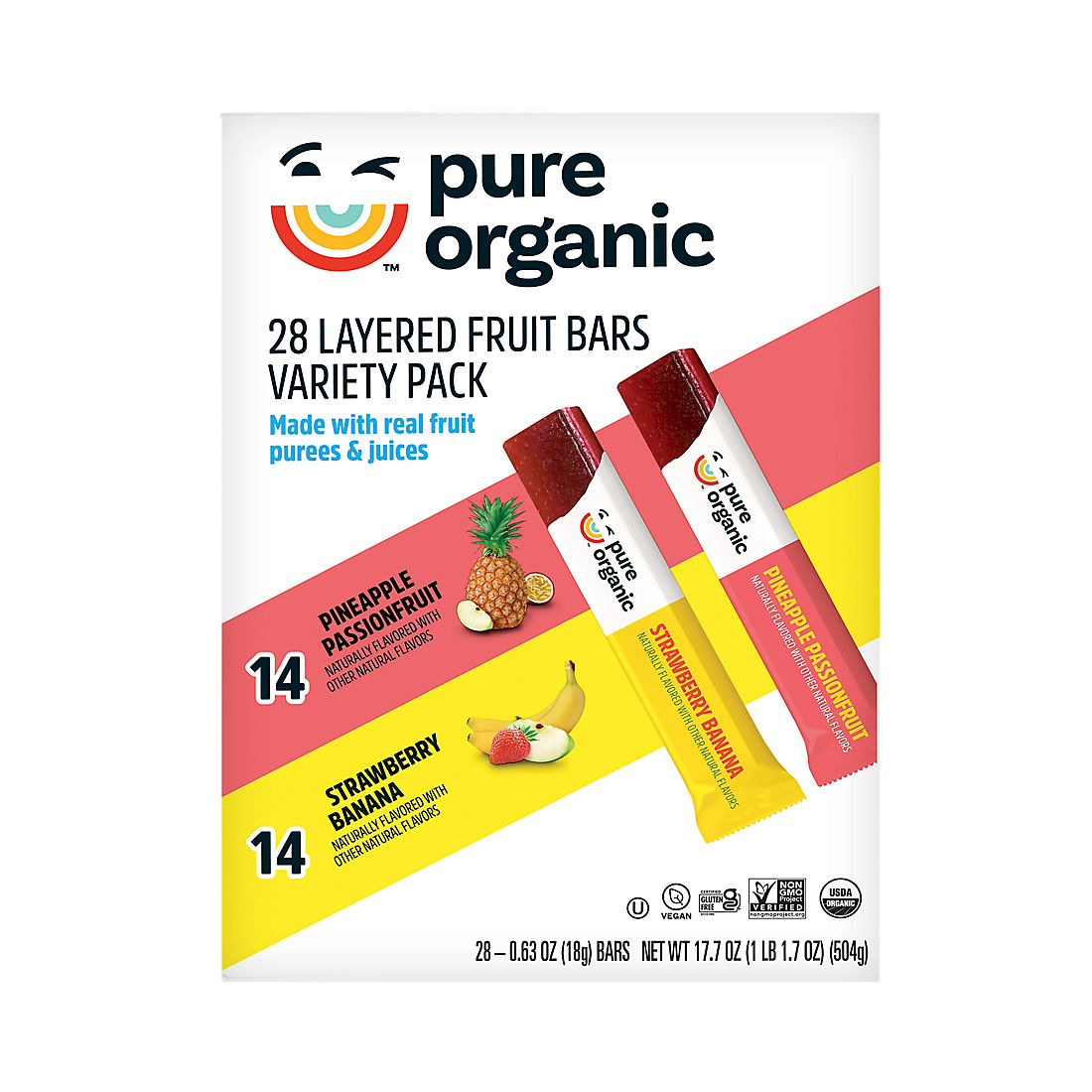 Pure Organic Layered Fruit Bars Variety Pack, 28 pk.