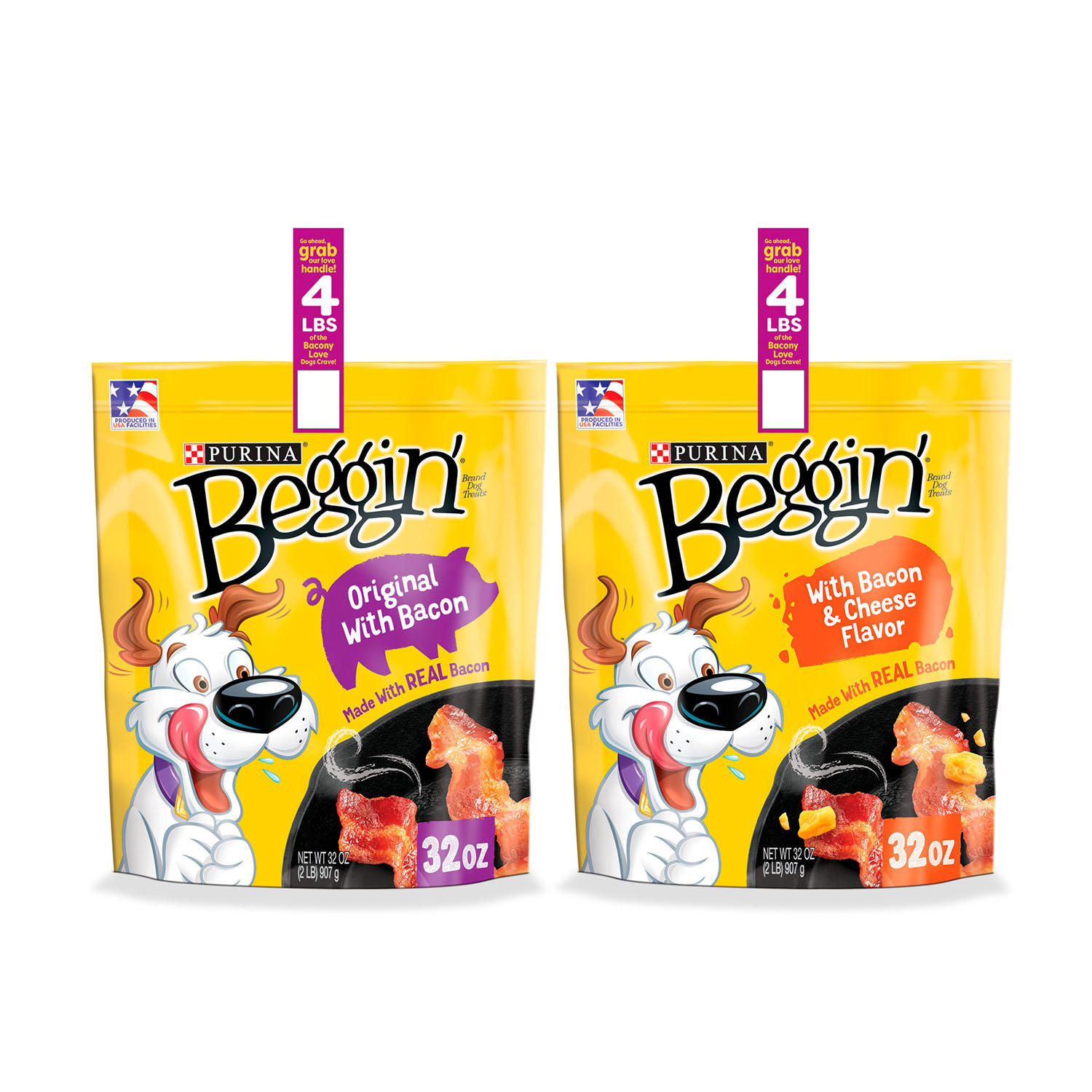 Purina Beggin' Strips Real Meat Dog Treats, Bacon & Bacon + Cheese Flavors (32 oz., 2 pk.)