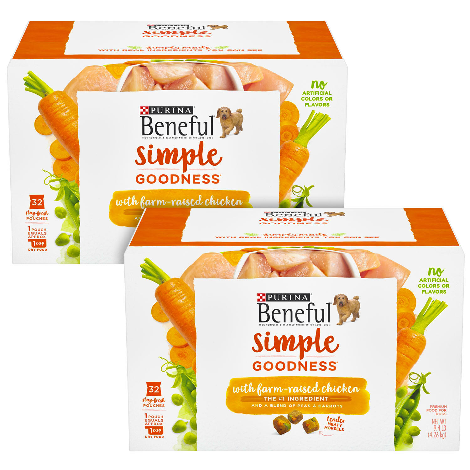 Purina Beneful Simple Goodness Tender Meaty Morsels Adult Dog Food, Stay Fresh Pouches (64 ct.)