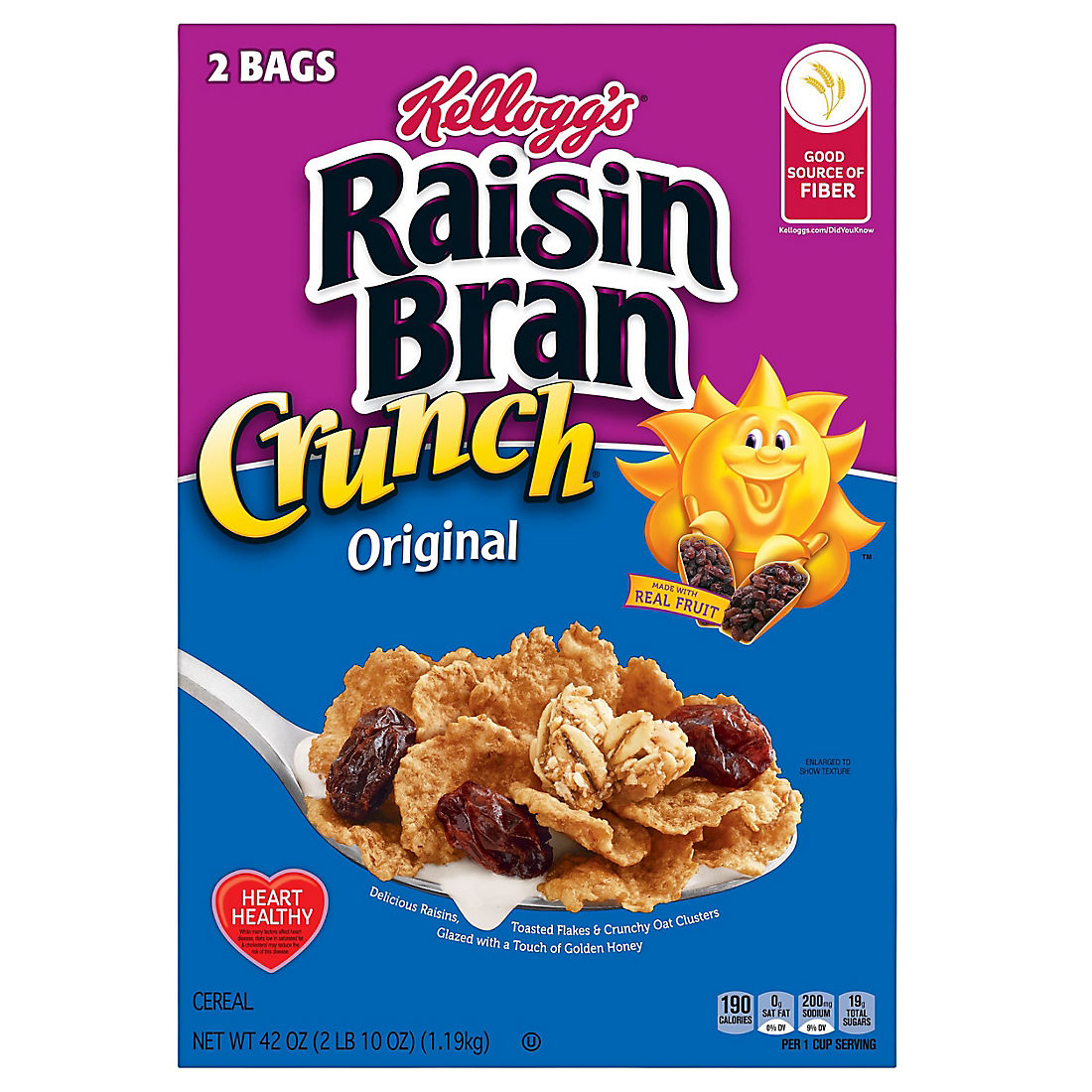 Raisin Bran Crunch Breakfast Cereal with Fiber, 2 pk.