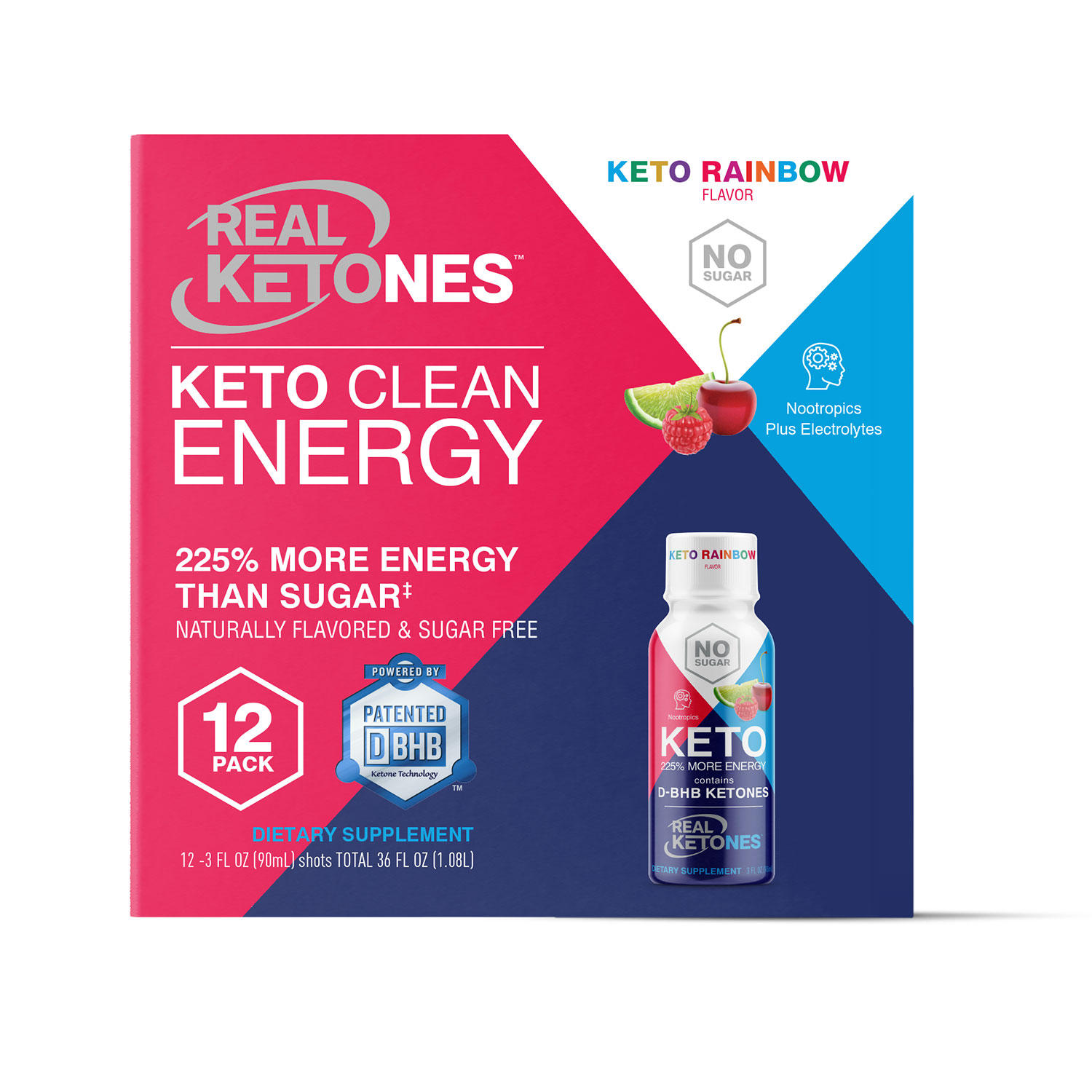 Real Ketones Clean Energy Shot, Bomb Pop (12 pk.)