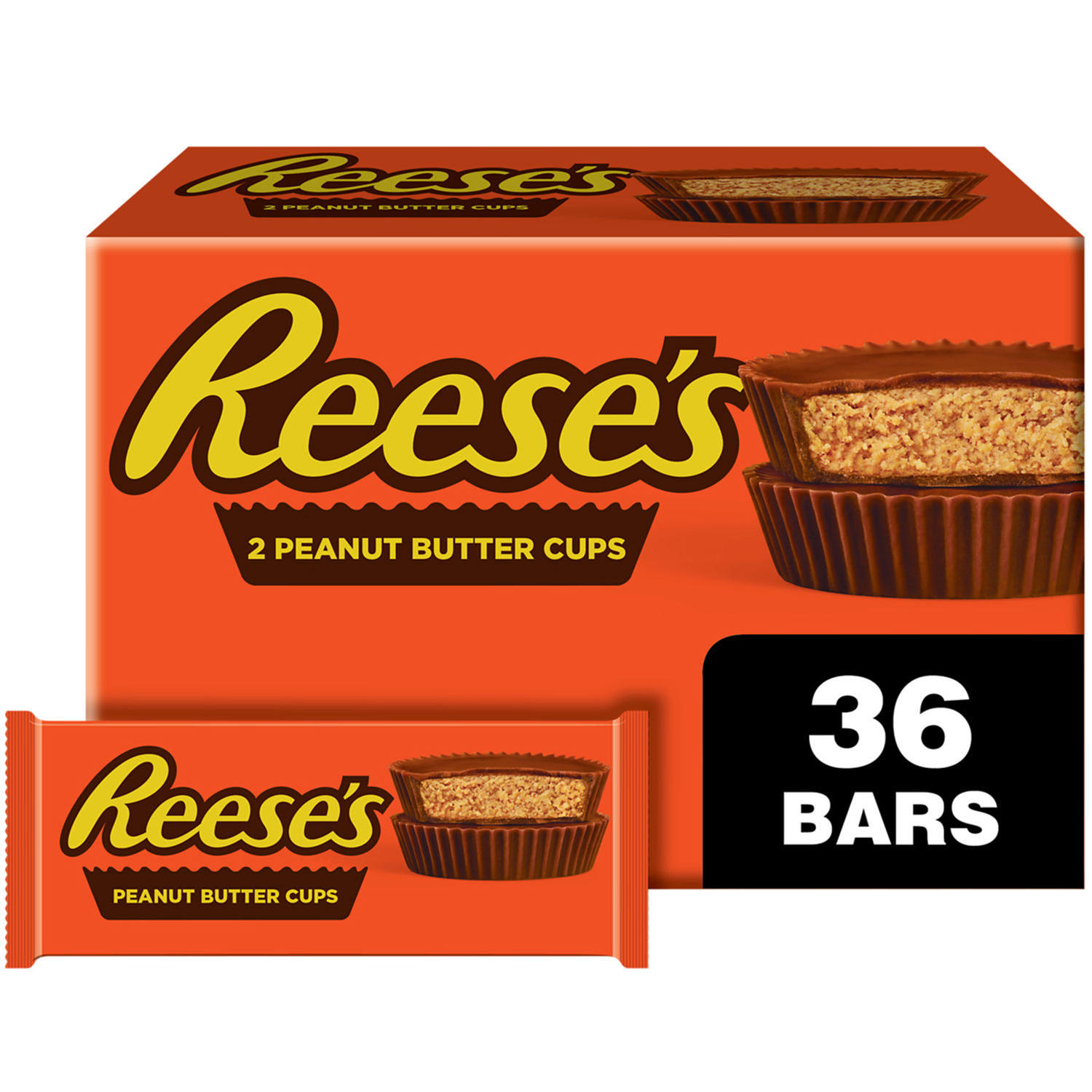 Reese's Milk Chocolate Full Size, Individually Wrapped, Gluten Free Peanut Butter Cups Candy Packs (1.5 oz., 36 ct.)