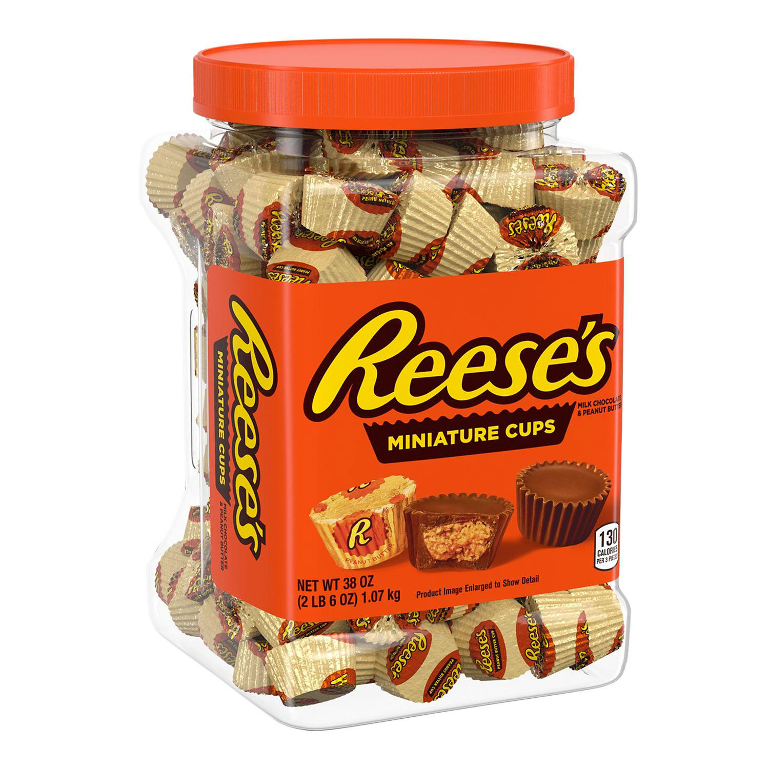 REESE'S Miniatures Milk Chocolate Peanut Butter Candy, Bulk Candy, Canister (38 oz.)
