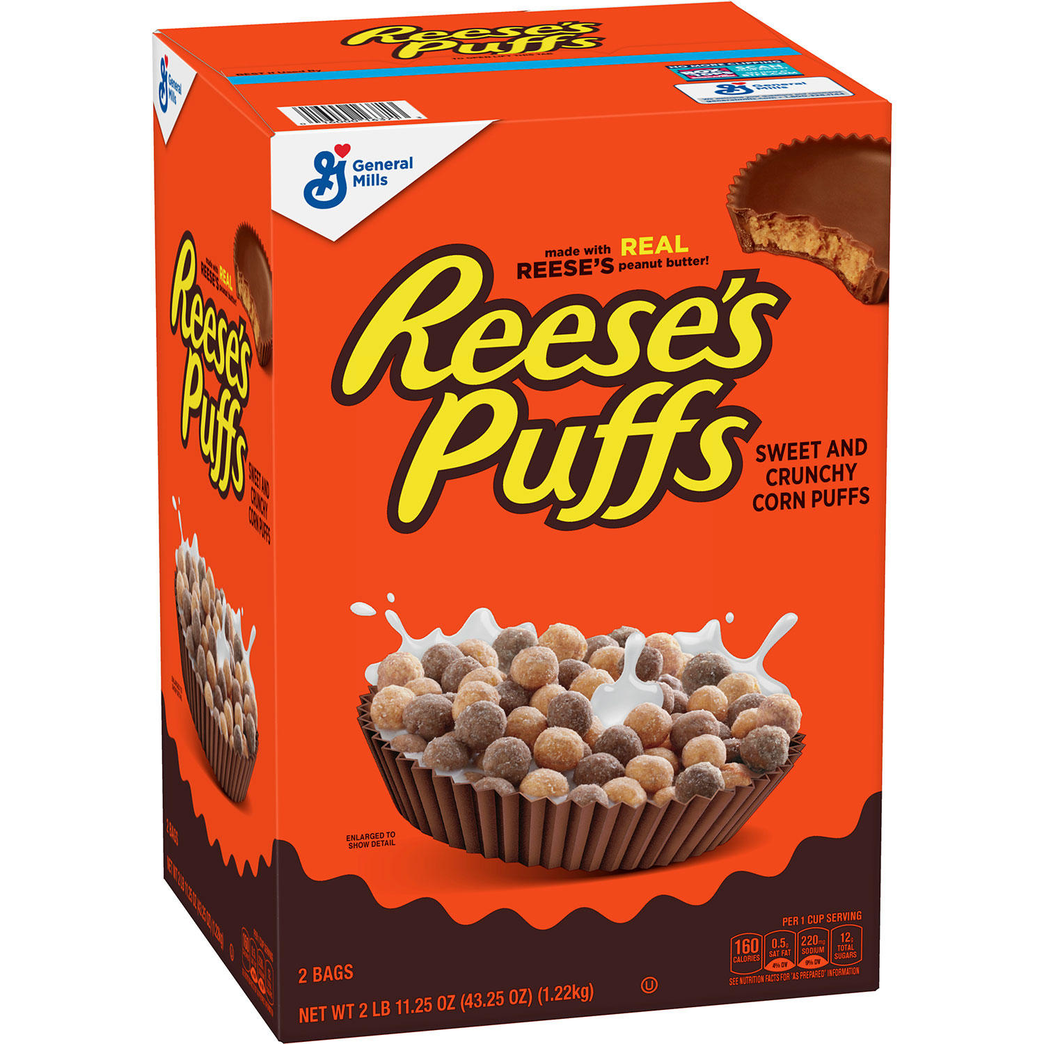 Reese's Puffs Cereal, Peanut Butter Chocolate (43.25 oz., 2 pk.)