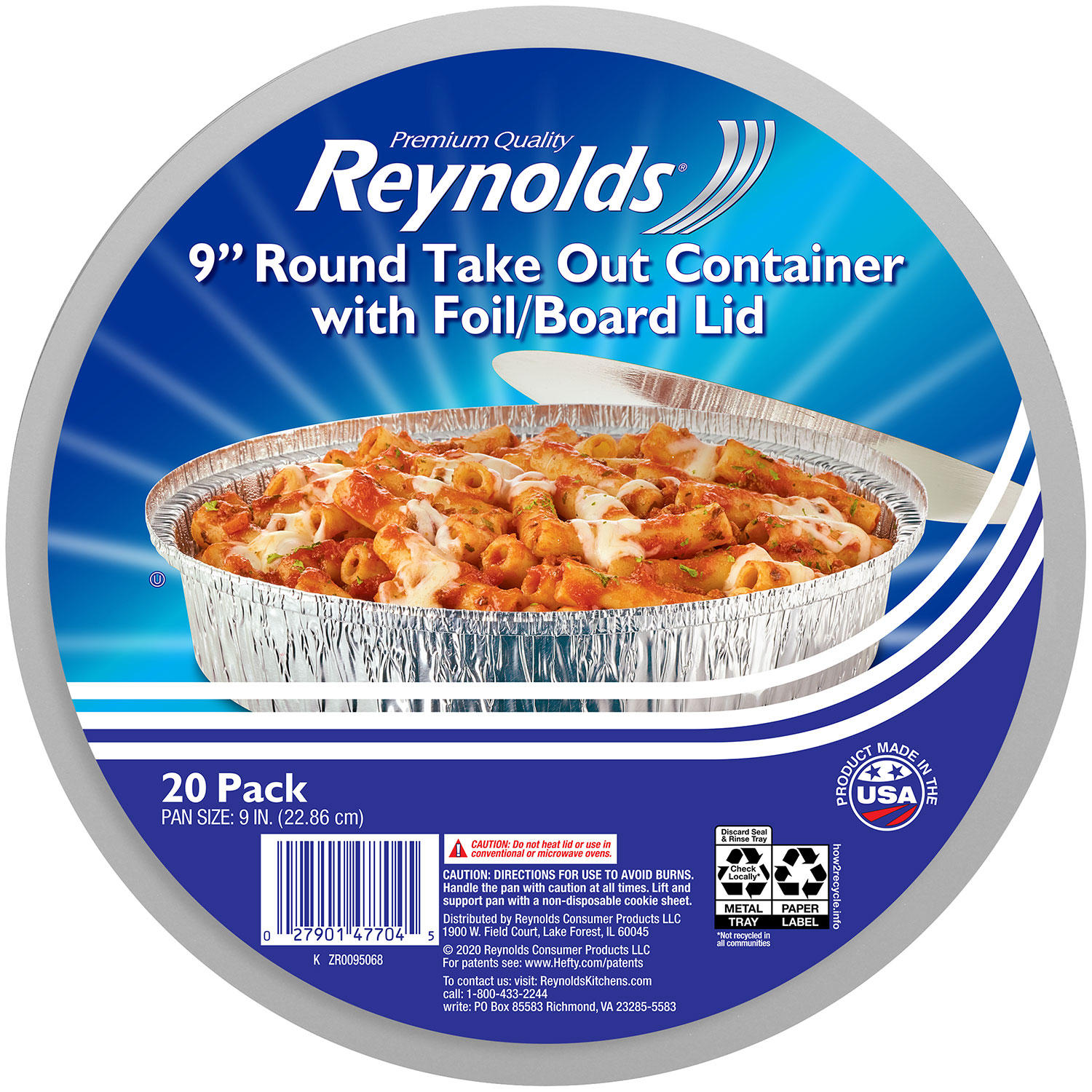 Reynolds 9" Round Foil Take Out Containers with Lids (20 ct.)