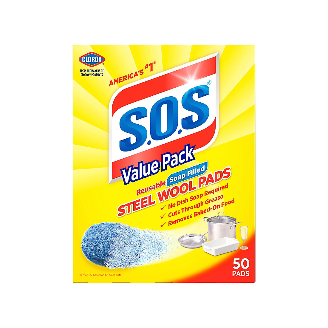 S.O.S. Steel Wool Soap Pads, 50 per Box