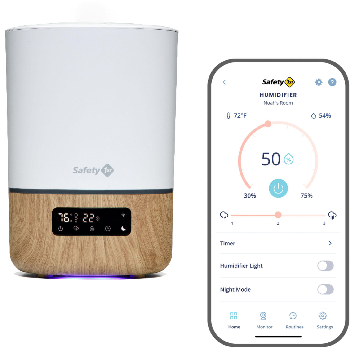 Safety 1st Smart Humidifier, Natural with White