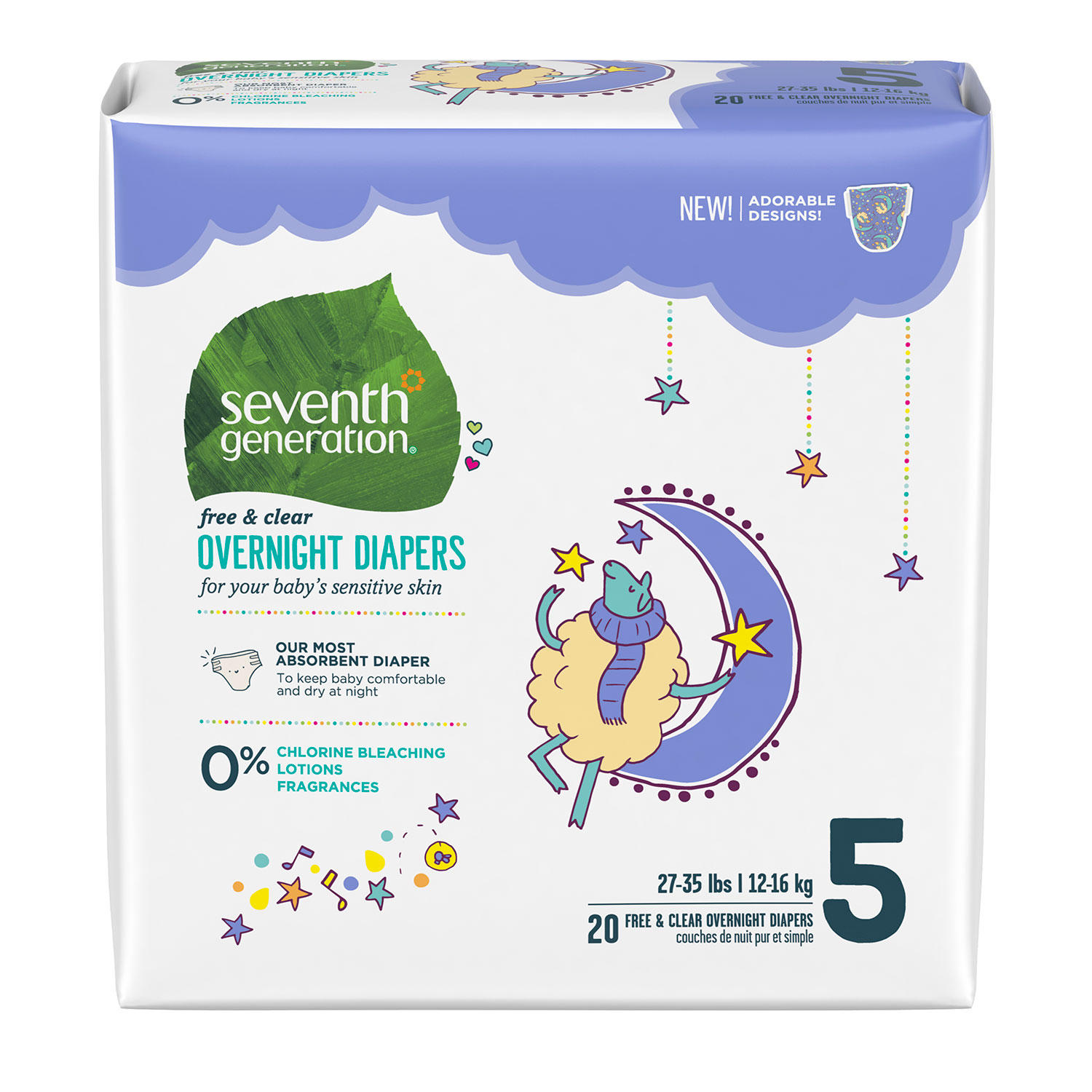 Seventh Generation Free & Clear Overnight Diapers (Choose Your Size)