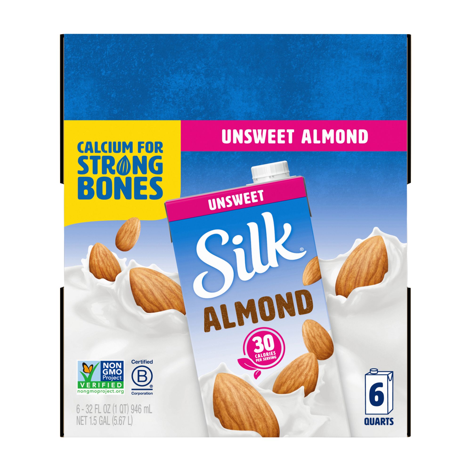 Silk Dairy-Free UHT Unsweet Almondmilk Cartons, 6-32 fl. oz.