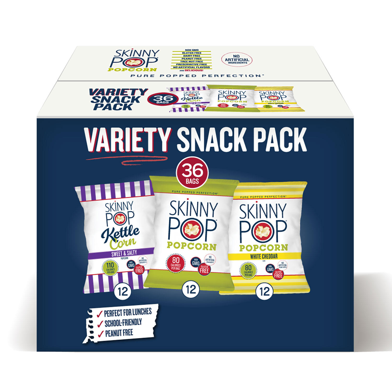 SkinnyPop Popcorn Variety Snack Pack Bags (0.5 oz., 36 ct.)