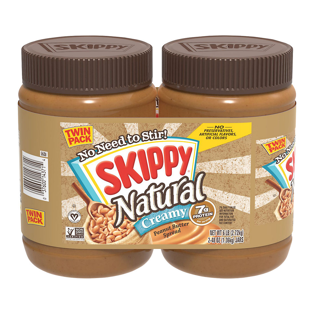 Skippy All Natural Peanut Butter, 2 pk./48 oz.
