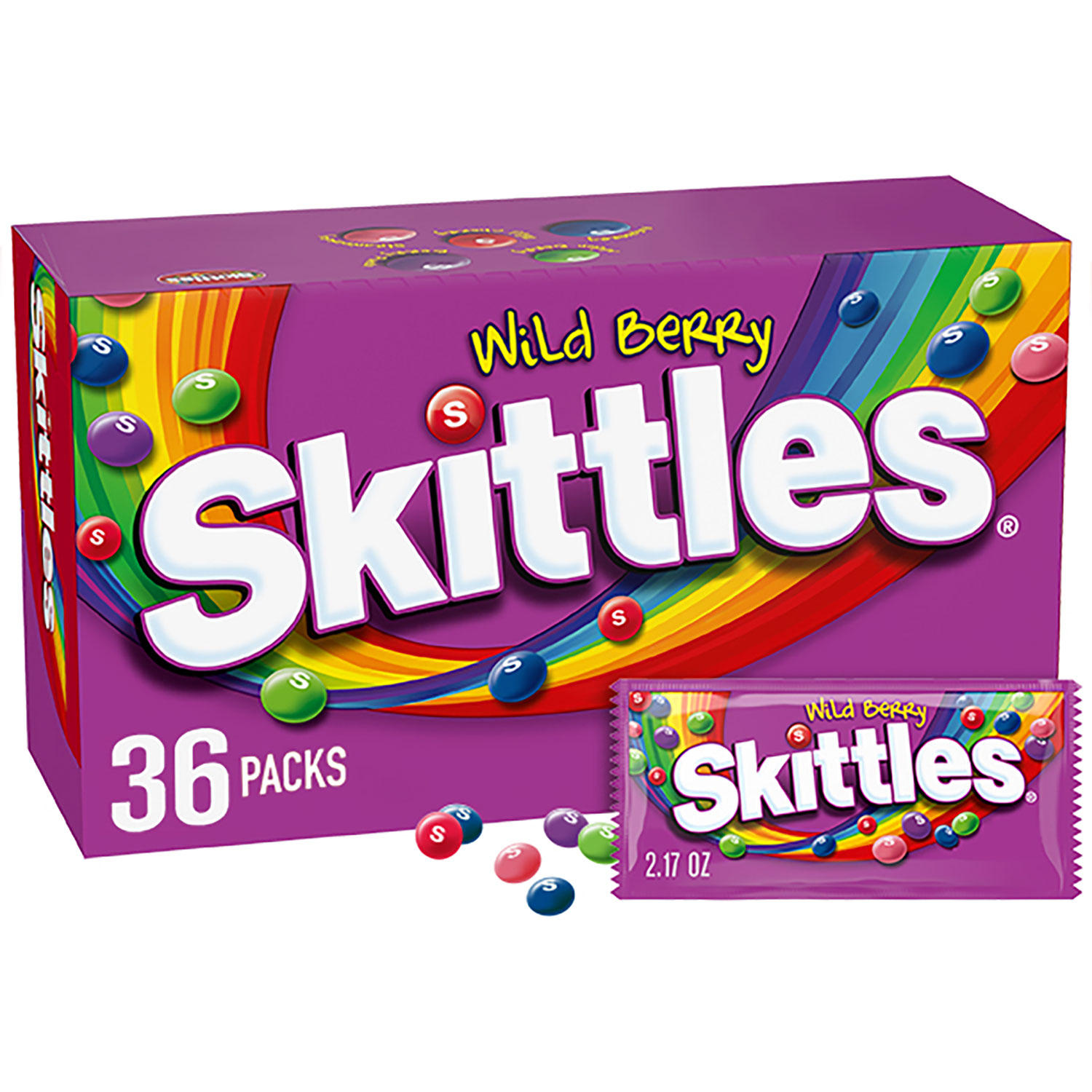 Skittles Wild Berry Fruity Chewy Candy Full Size Bulk Pack (2.17 oz., 36 ct.)