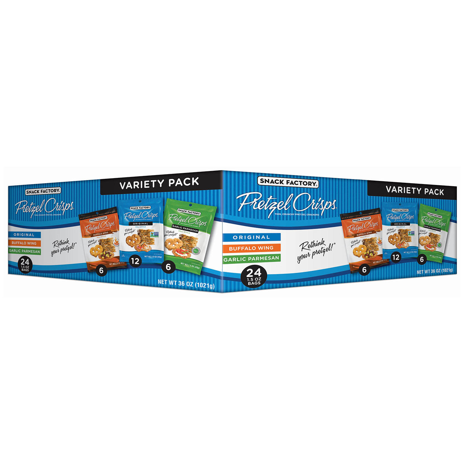 Snack Factory Pretzel Crisps, Variety Pack (1.5 oz., 24 ct.)