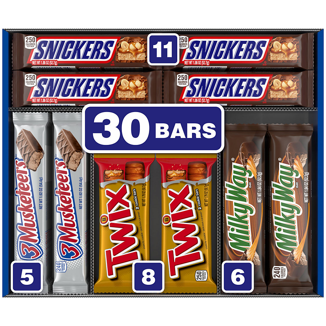 Snickers, Twix & More Chocolate Candy Bars, Full-Size Variety Pack, 30 ct.