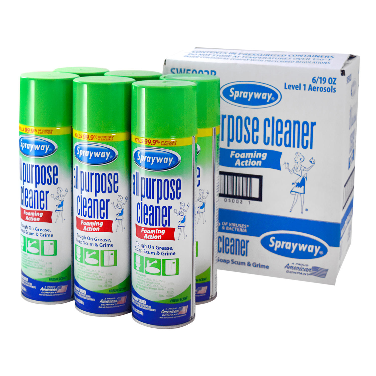 Sprayway All-Purpose Disinfectant Cleaner, 19 oz. cans (Choose Pack Size)