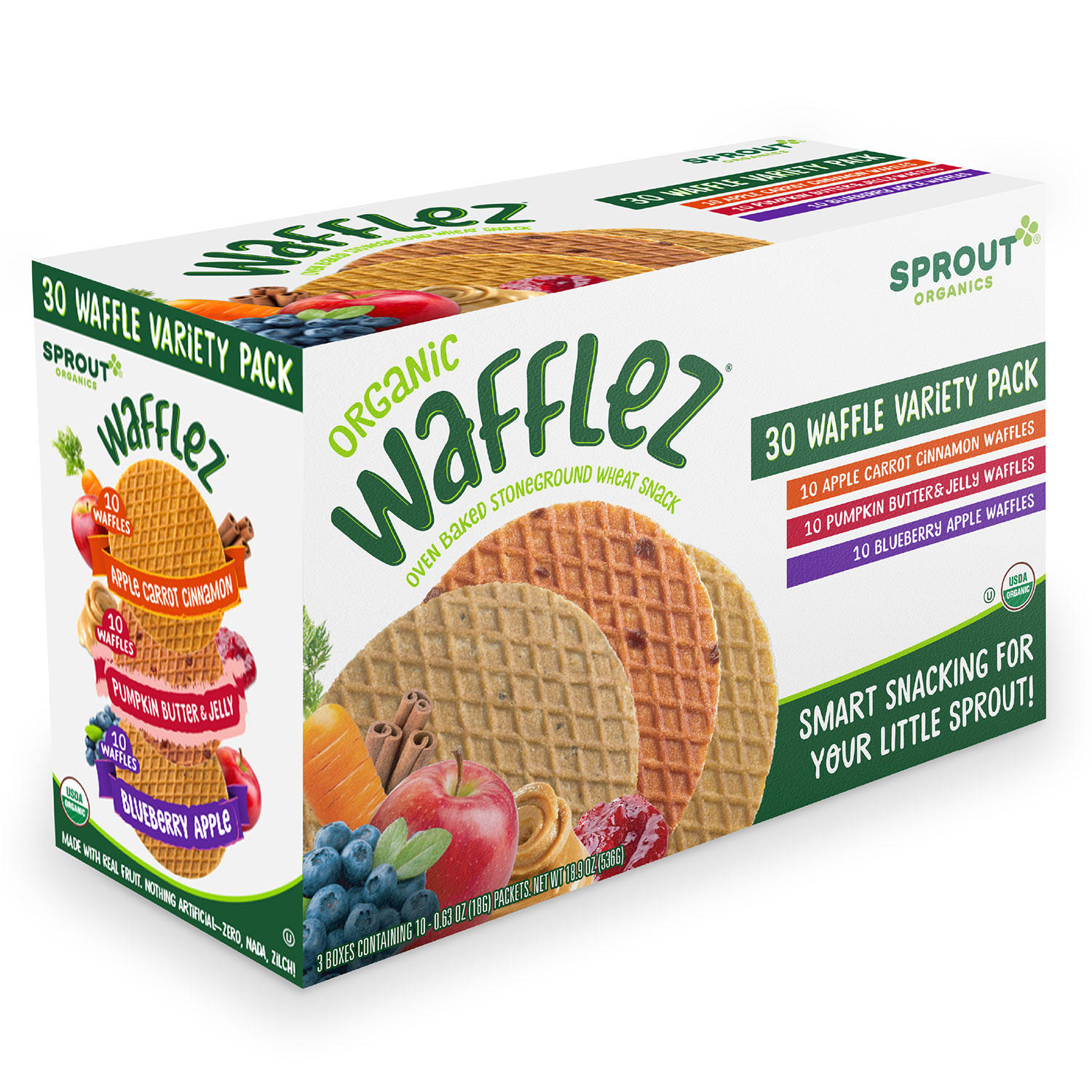 Sprout Organics Toddler Snack, Wafflez Variety Pack (30 ct.)