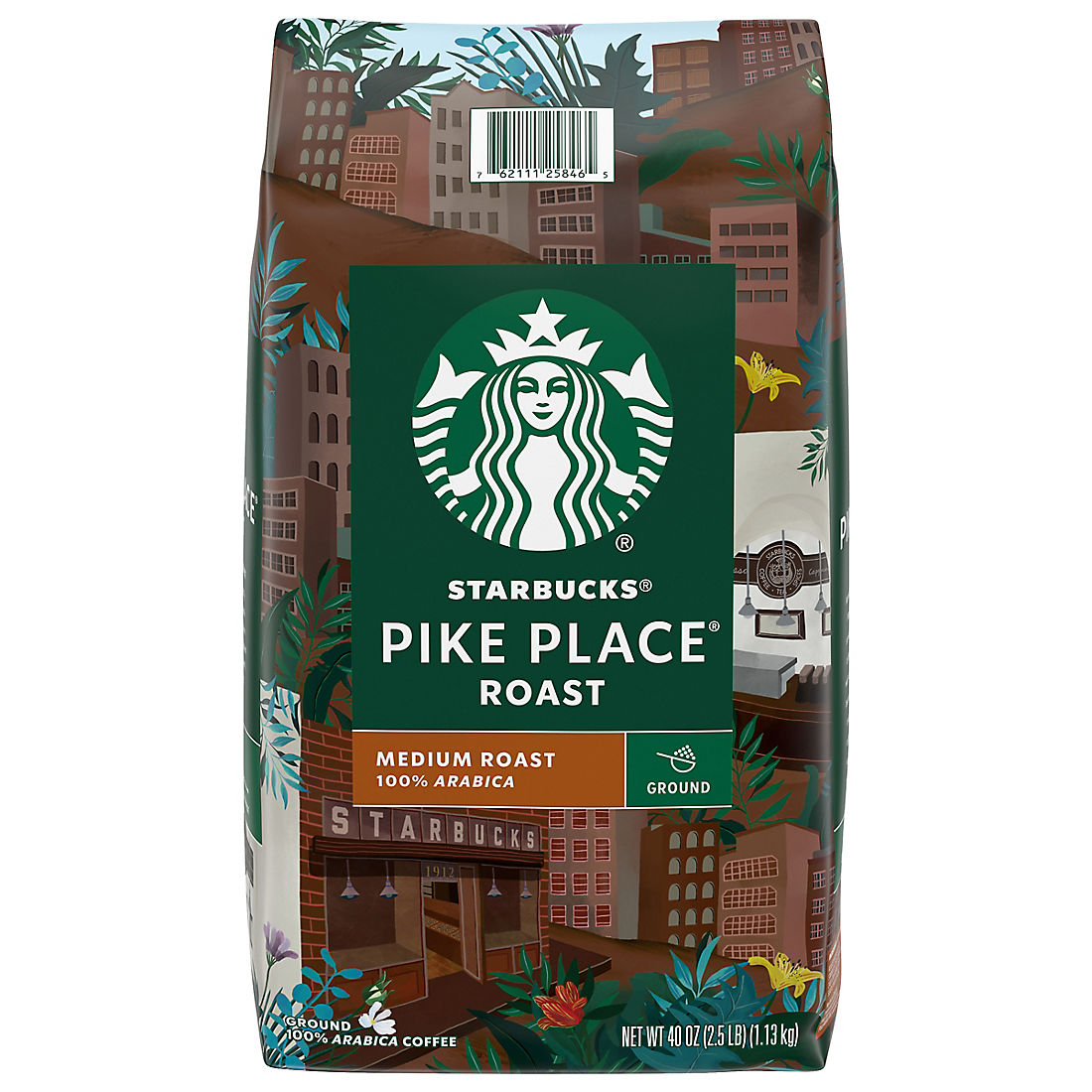 Starbucks Pike Place Roast Medium Roast Ground Coffee, 1 bag (40 oz.)