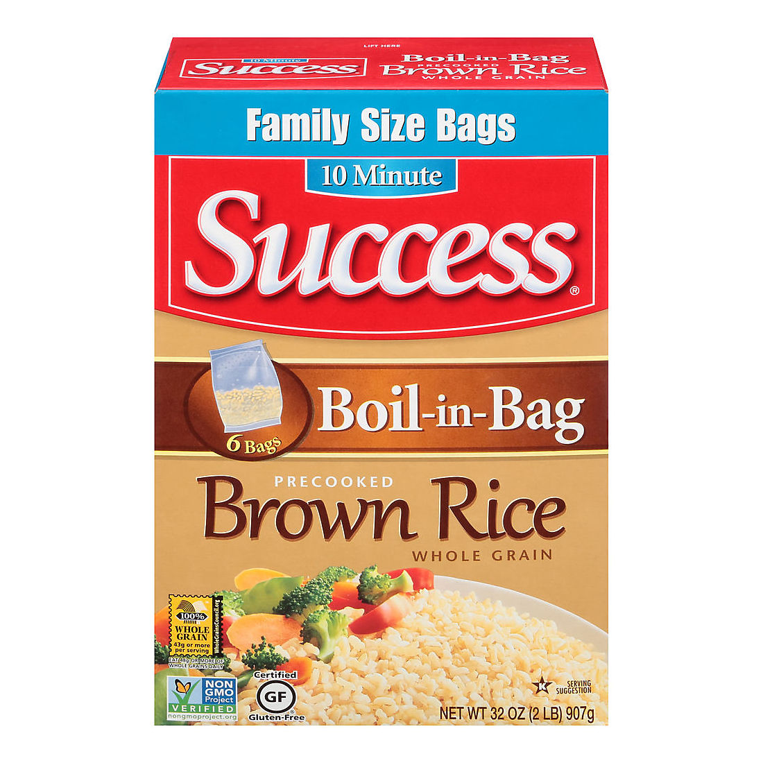 Success Rice Boil-in-Bag Whole Grain Brown Rice, 32 oz.