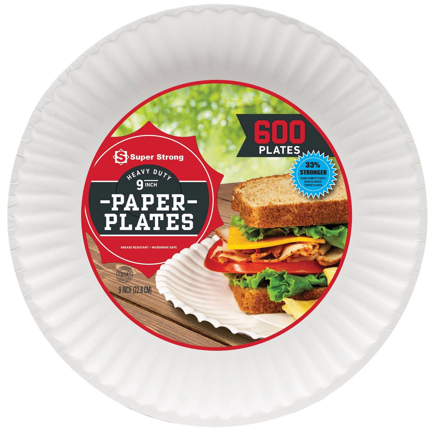 Super Strong Heavy-Duty Paper Plates, 9" (600 ct.)