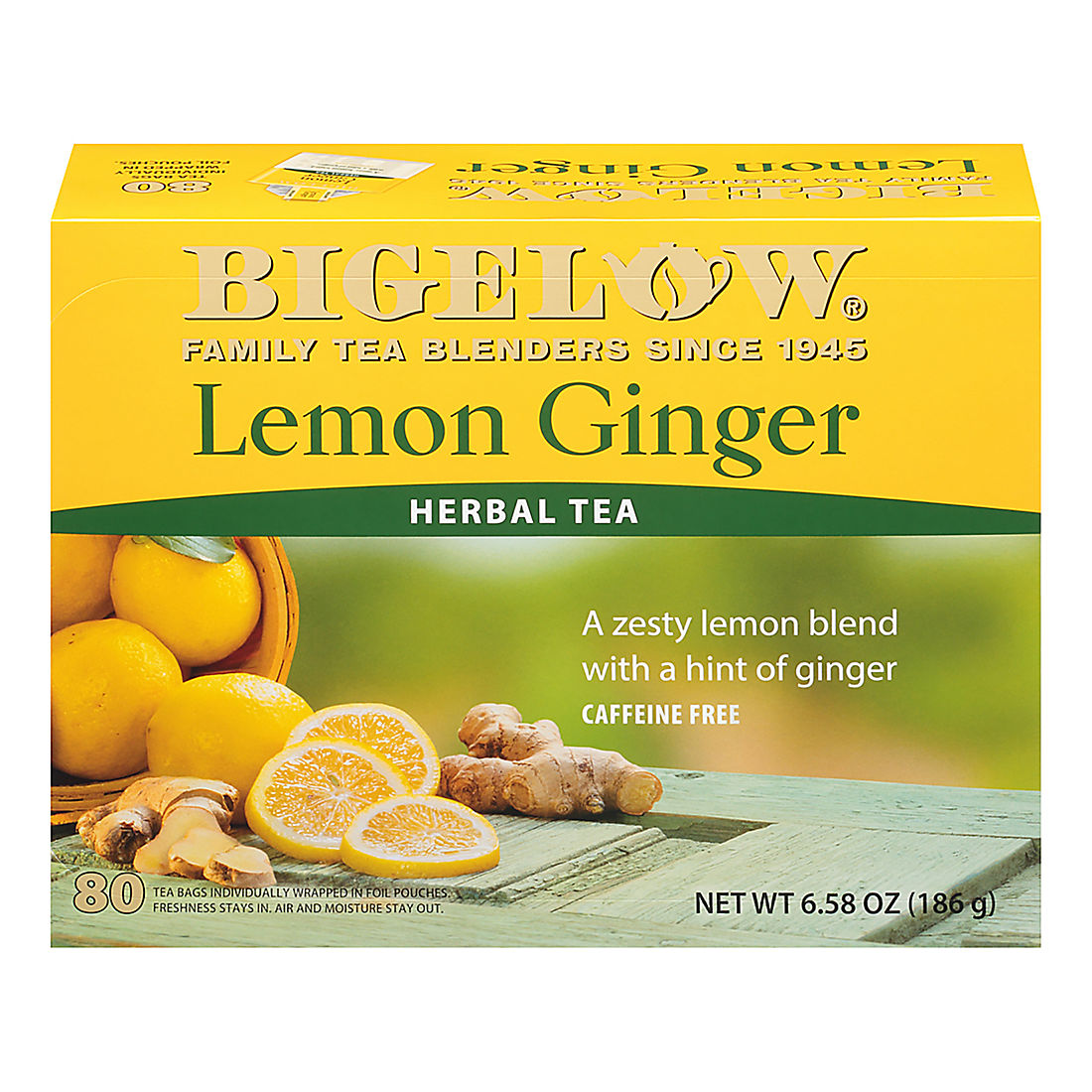 Bigelow Lemon Ginger Caffeine Free Herbal Tea, 80 ct.