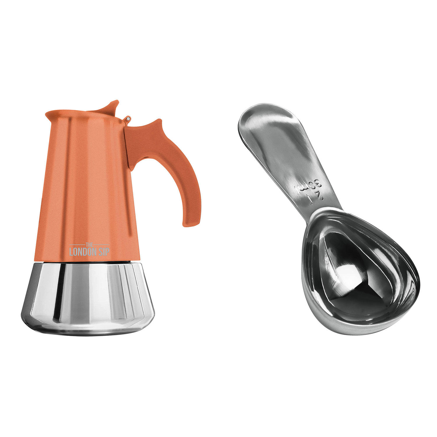 The London Sip Espresso Maker & Coffee Spoon Bundle