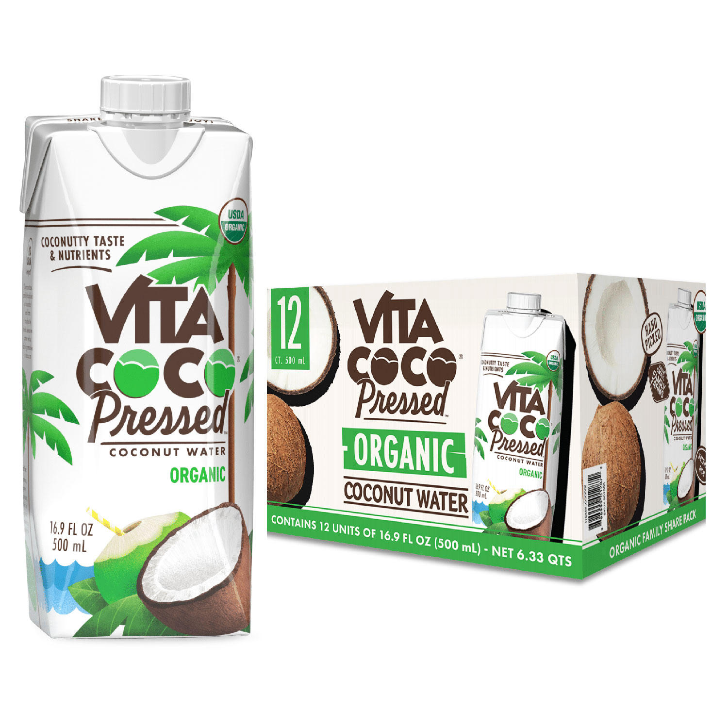 Vita Coco Organic Pressed Coconut Water Fridge Pack (16.9 fl. oz., 12 pk.)