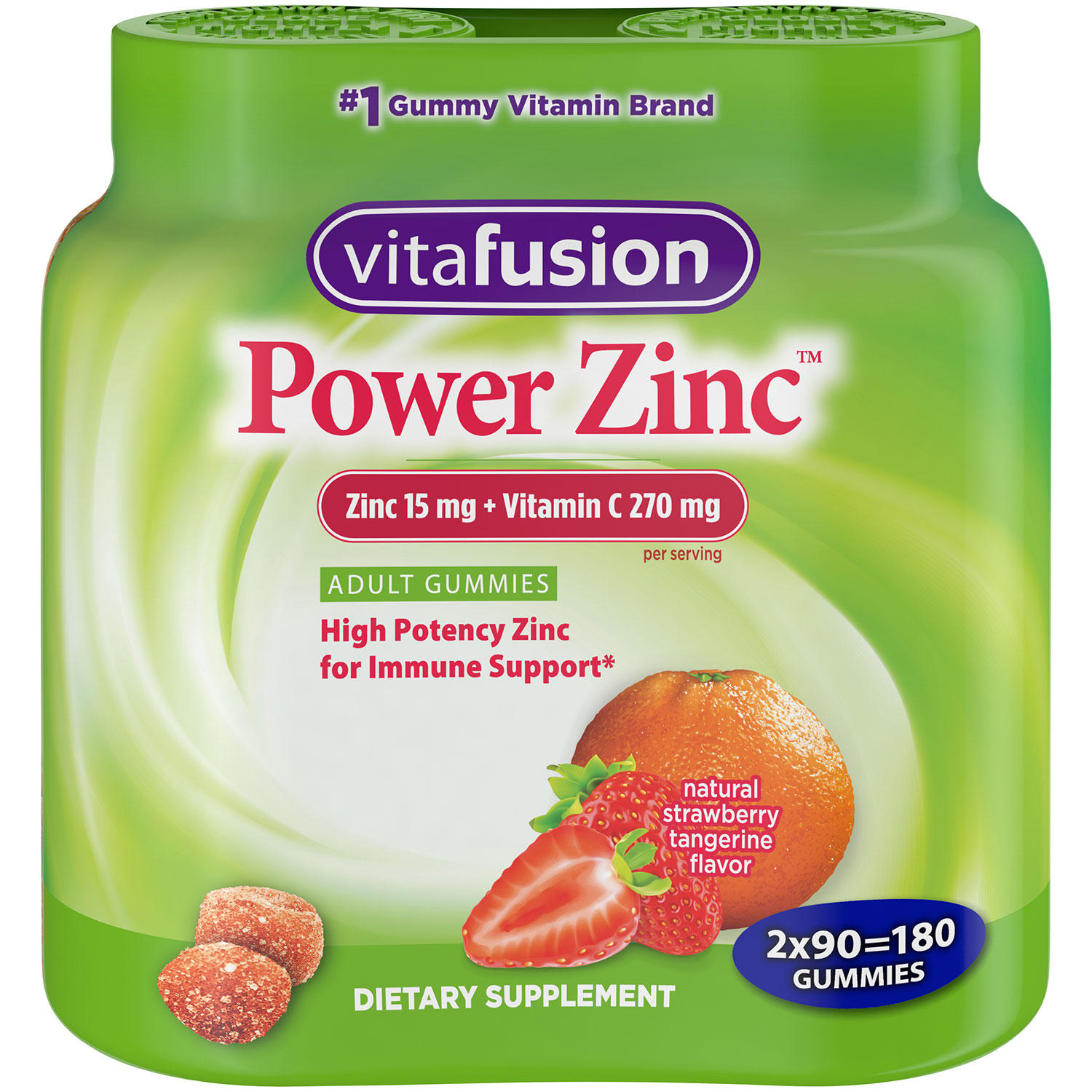 Vitafusion Power Zinc Adult Gummies, Immune Support Dietary Supplement  (90 ct., 2 pk.)