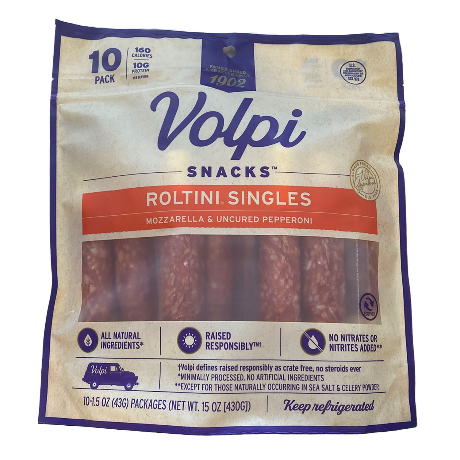 Volpi Snacks Roltini Singles with Mozzarella and Uncured Pepperoni (10 ct.)