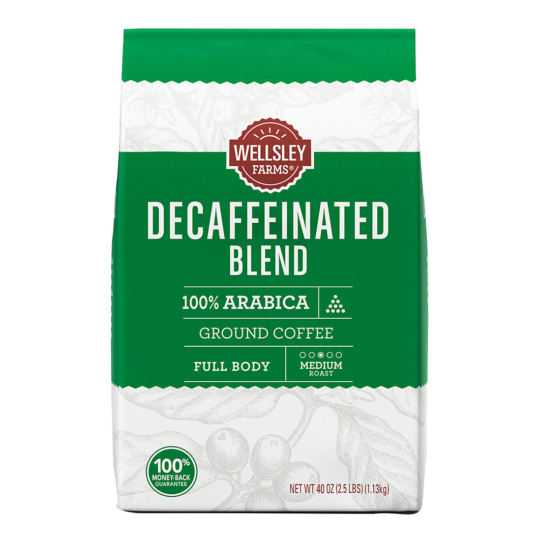 Wellsley Farms Decaffeinated Blend Ground Coffee, 40 oz.