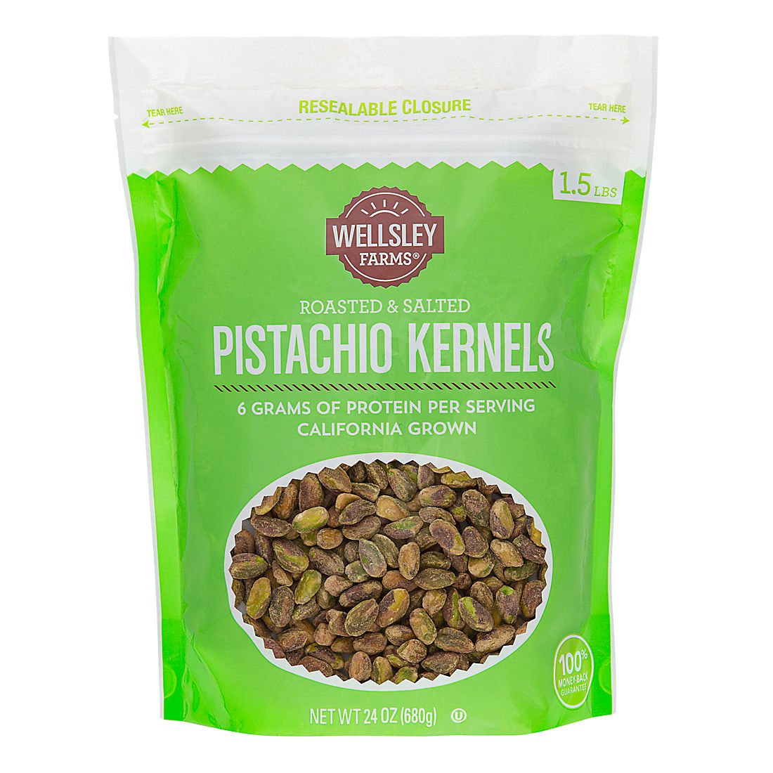Wellsley Farms Roasted and Salted Pistachio Kernels, 24 oz.