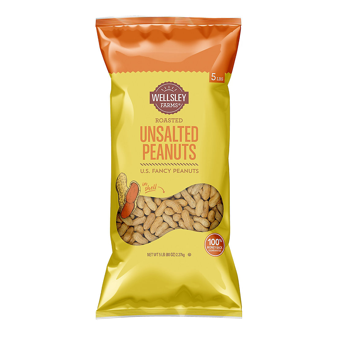 Wellsley Farms Unsalted & Roasted In-Shell Peanuts, 5 lbs.