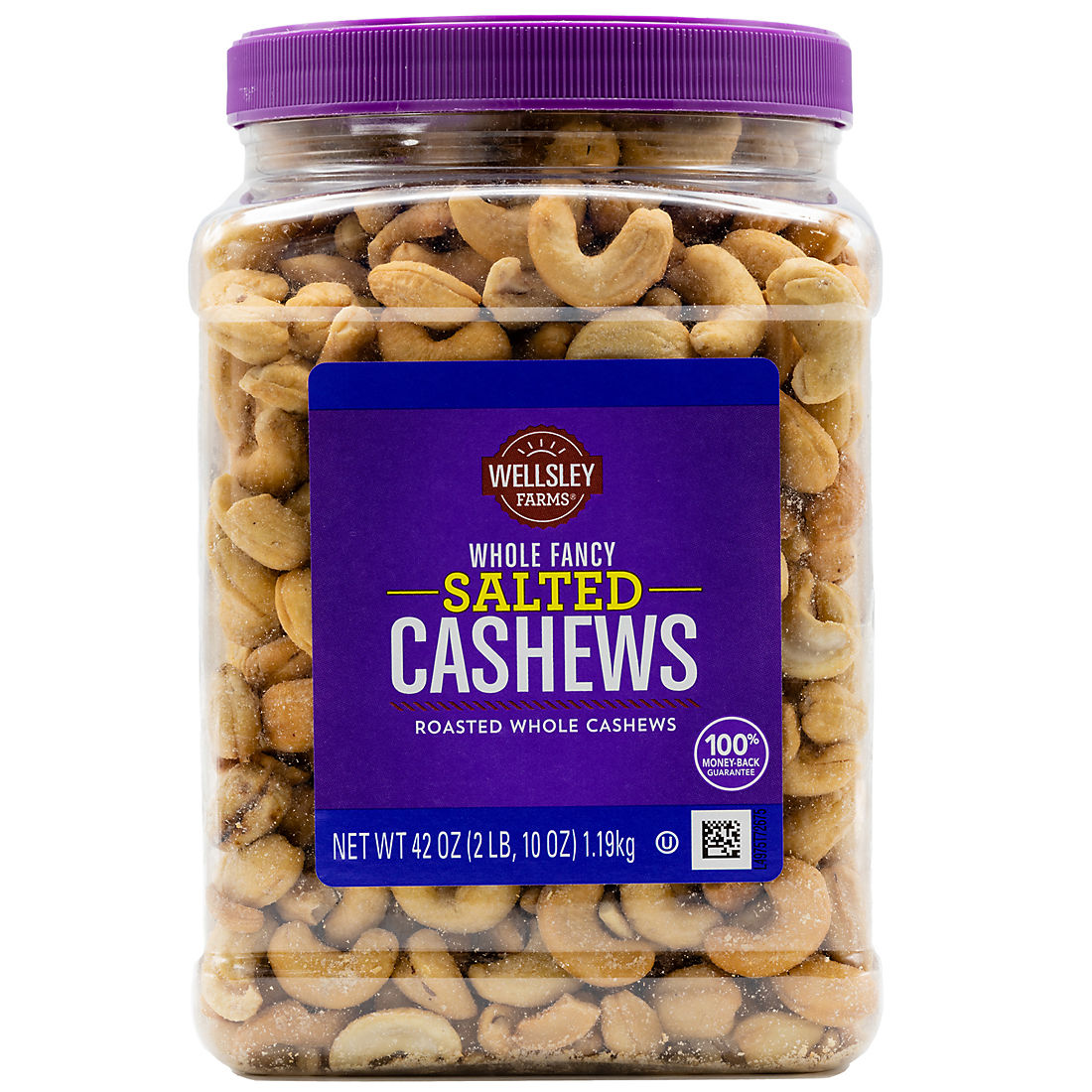 Wellsley Farms Whole Fancy Salted Roasted Whole Cashews, 42 oz.